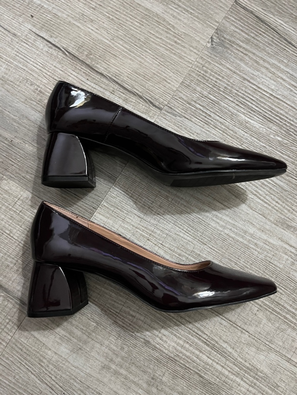 Zara Women's Dark Burgundy Patent Leather Shoes